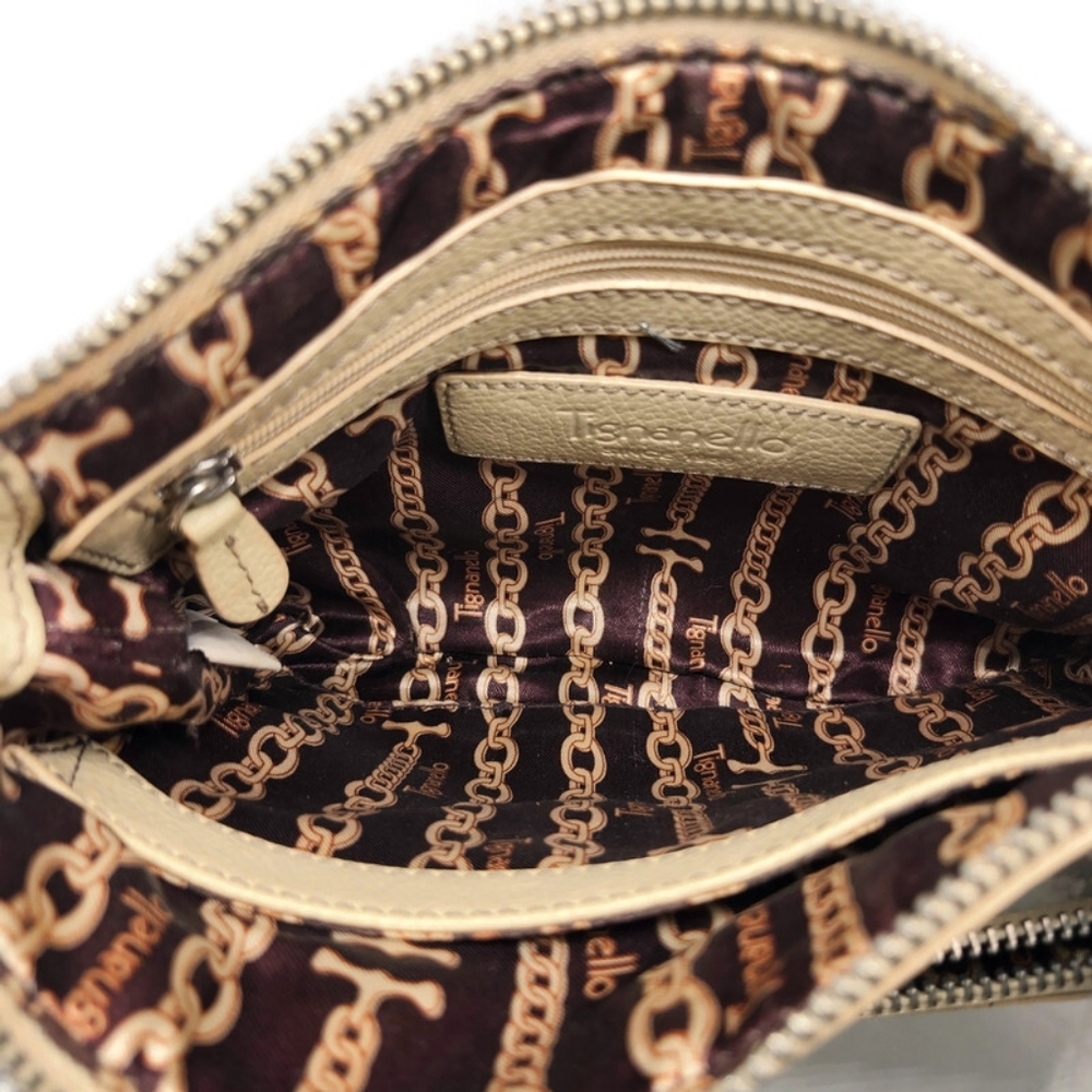 Tignanello Cream Tan Leather Outer Pouch Wallet Organizer Zip-Close Crossbody - Picture 7 of 12